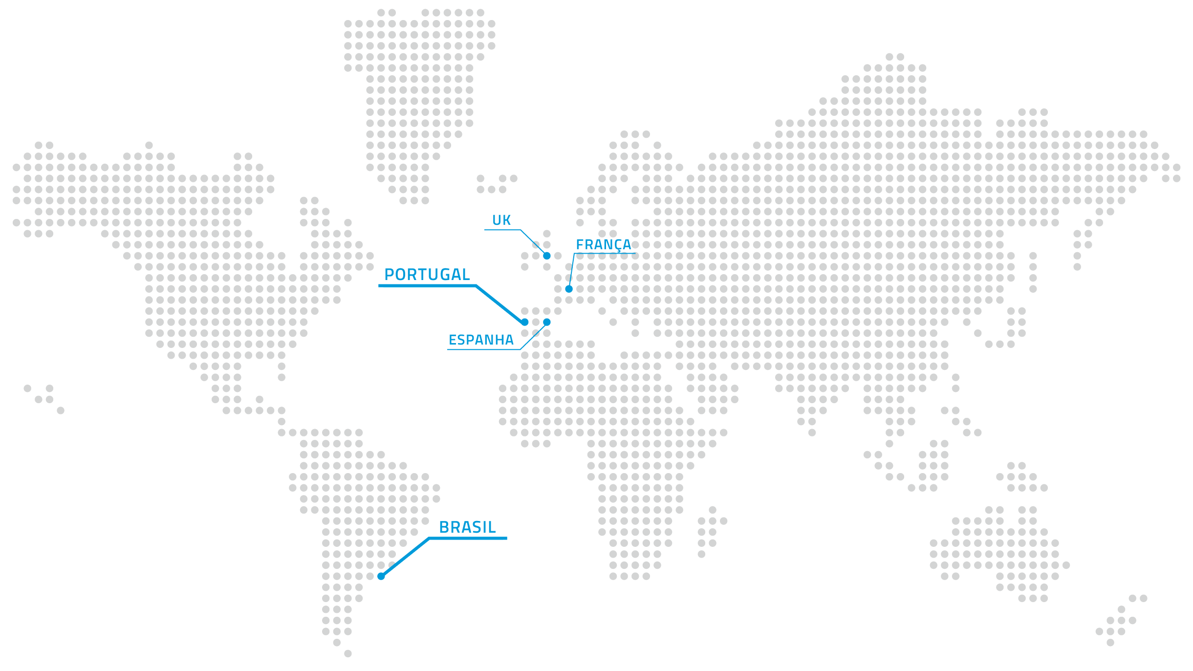 Mapa das localizações da Tlantic